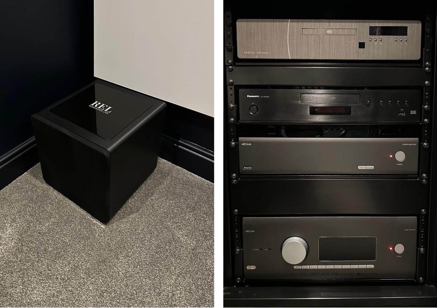 home cinema subwoofer and electronics