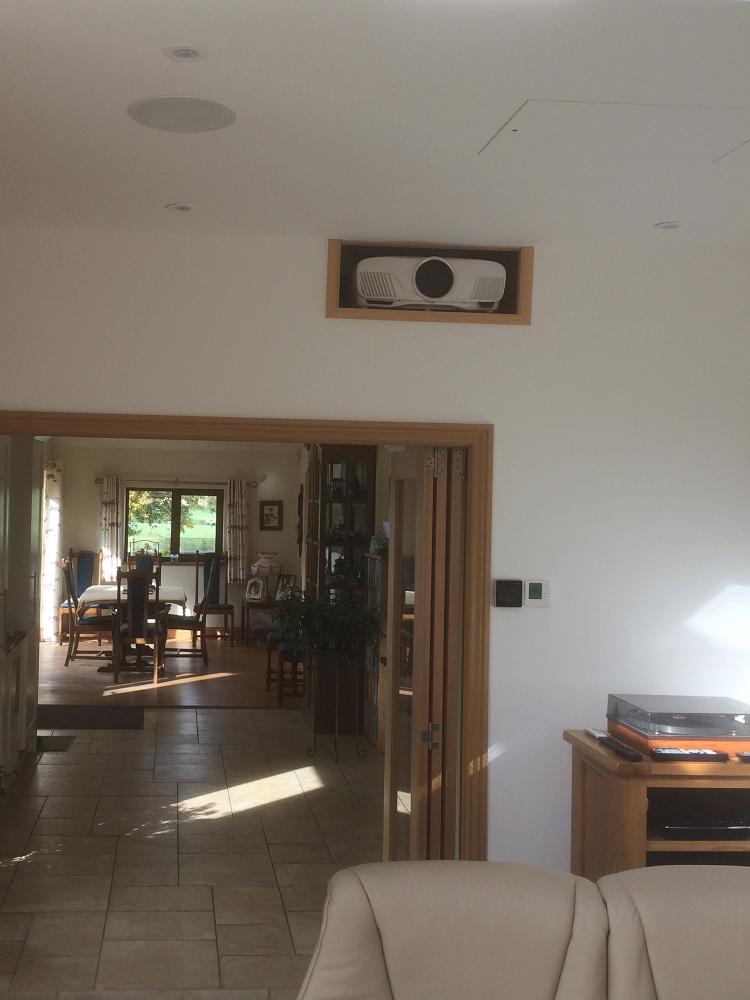 projector recessed into alcove
