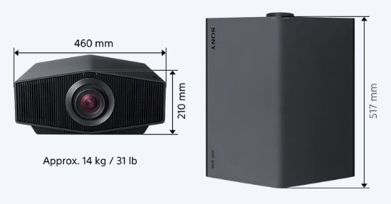 The New Compact Sony VPL-XW7000ES Home Cinema Projector Dimensions