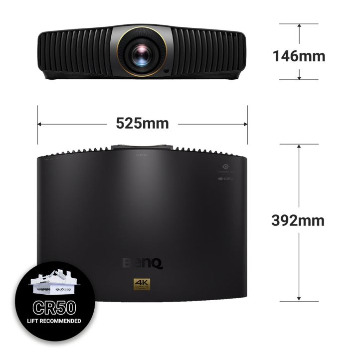 BenQ W5850 4K Laser Projector dimensions