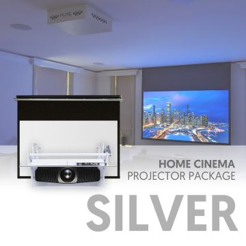 Silver home cinema projector and screen package