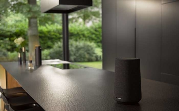Harman Kardon Citation 100 Black Smart Speaker in a kitchen