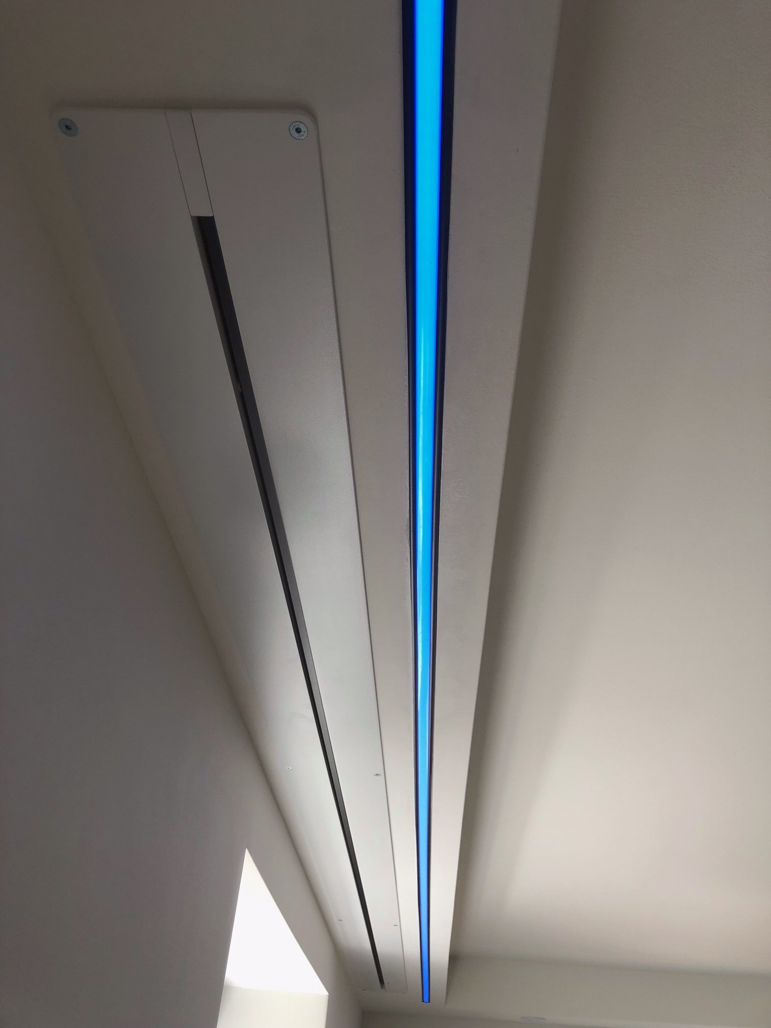 projector screen recessed into ceiling