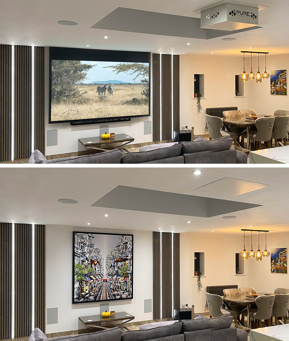 Living room home cinema with a 120
