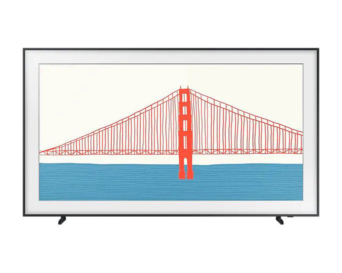 Samsung frame TV with bridge artwork